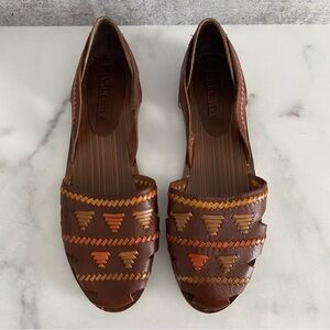 Bruno Valenti Leather Huarache Flats Brown Size 9B Fits 8